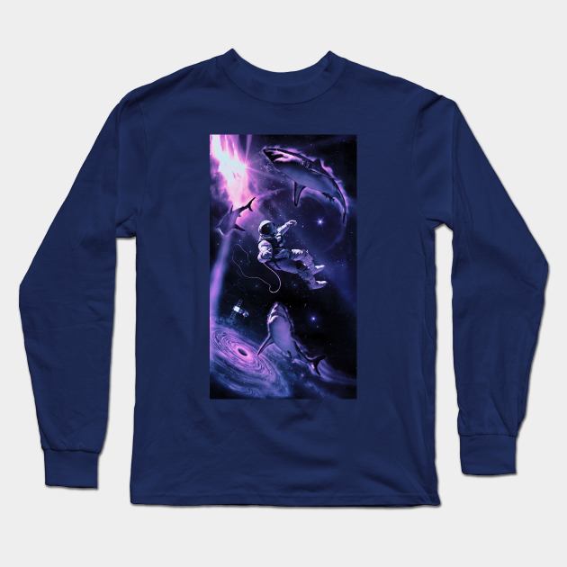Floating with Sharks Long Sleeve T-Shirt by ryu.ink